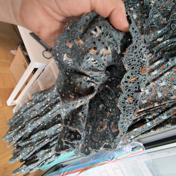 Ullaa Johnson Odile raffled Floral broderie anglaise cotton Poplin midi dressSz8 - Picture 8 of 12